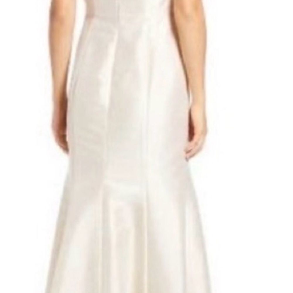 NWT ALFRED SUNG champagne Maxi Dress Jewel Neck bow accent Open-Back  SZ10 - Picture 4 of 16